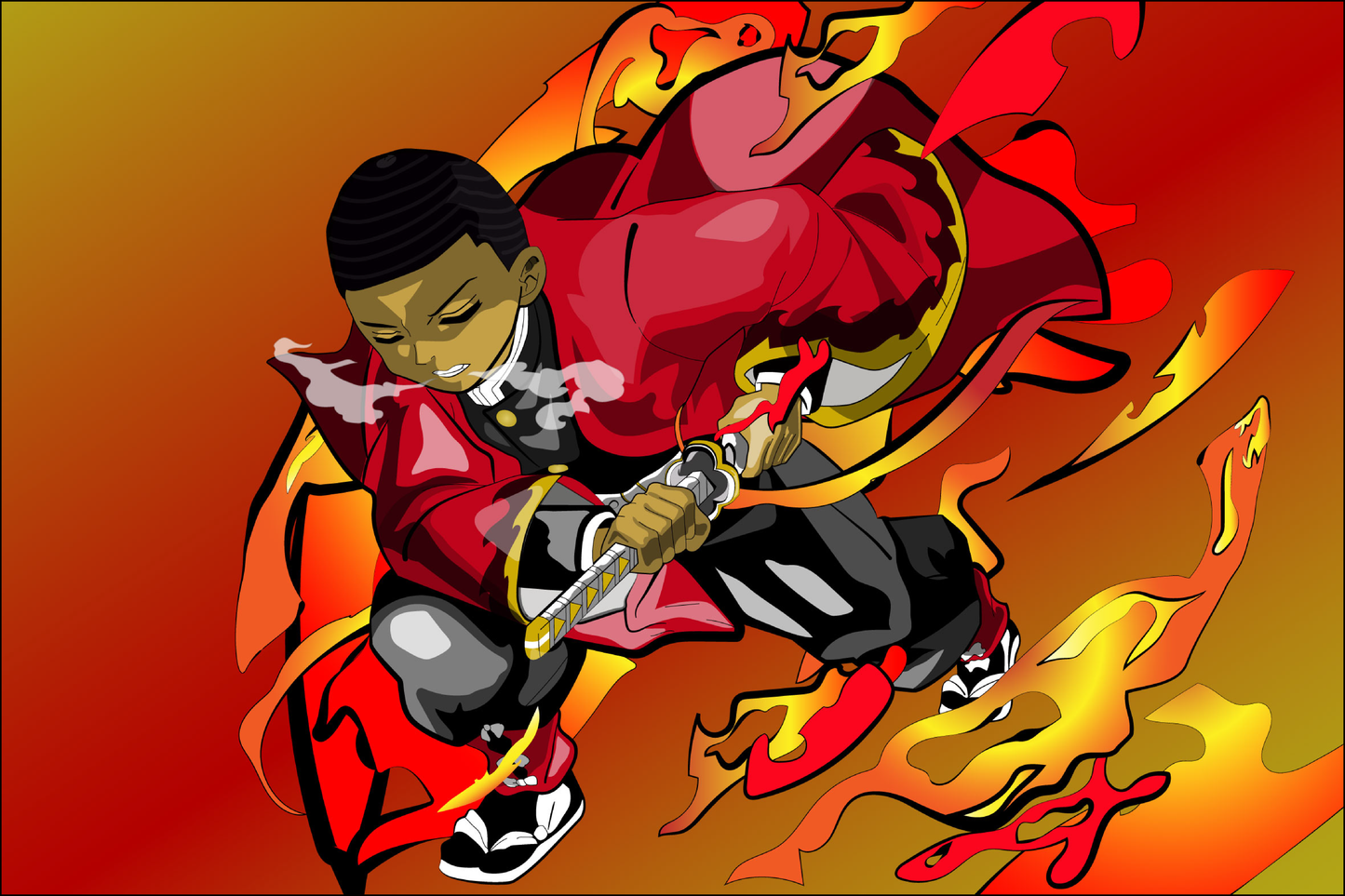 18x12 Fire Samurai